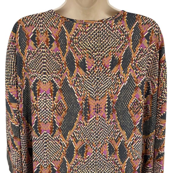 Pants Store Kimono Top Large Women's V-Neck Snake Animal Print Sheer Tunic Multi - Picture 5 of 7